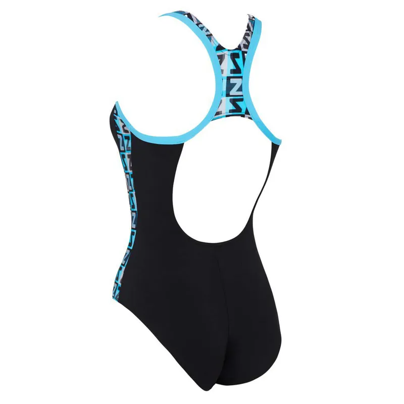 Zoggs Women's Atomback One Piece Swimsuit Black/Embossed Print-1